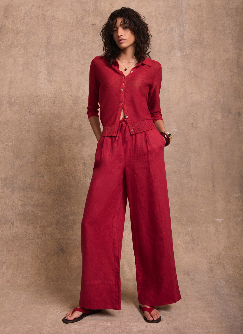 Red Metallic Knit Top