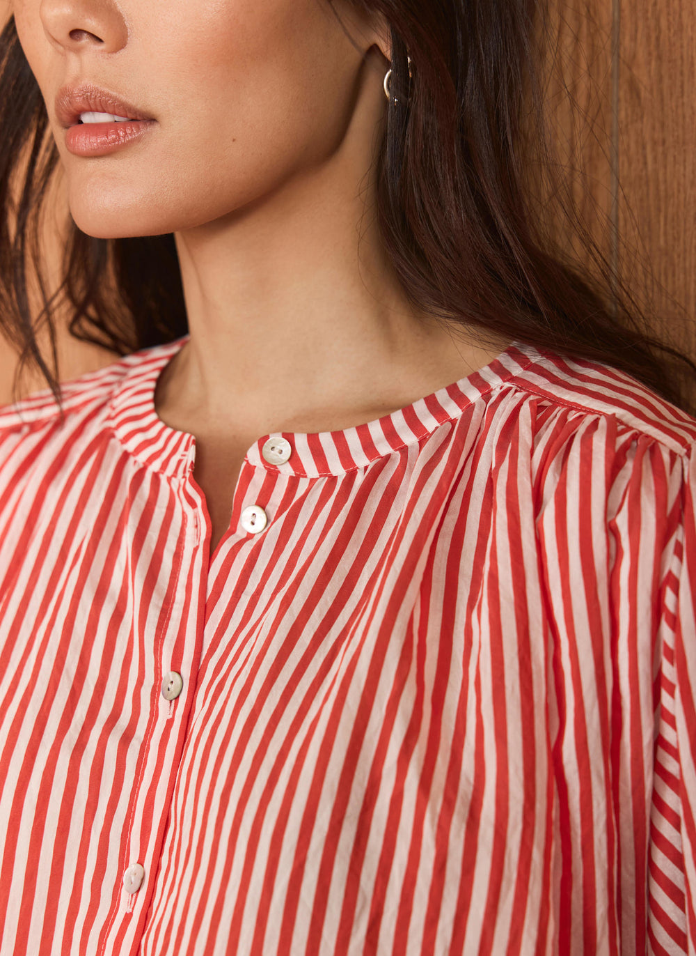 Red Striped Batwing Blouse