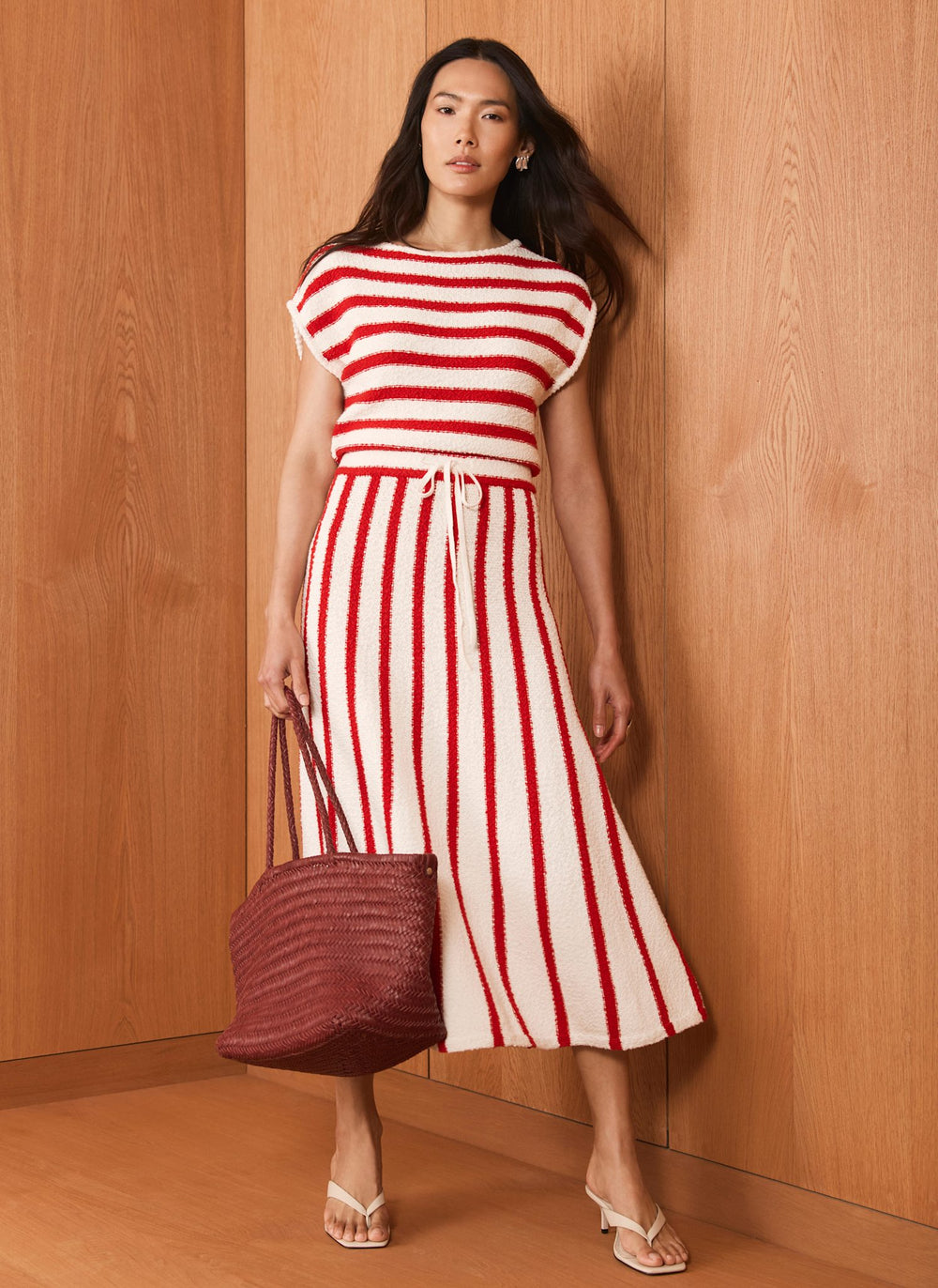 Red Striped Knit Midi Dress Mint Velvet Red Striped Knit Midi Dress Mint Velvet