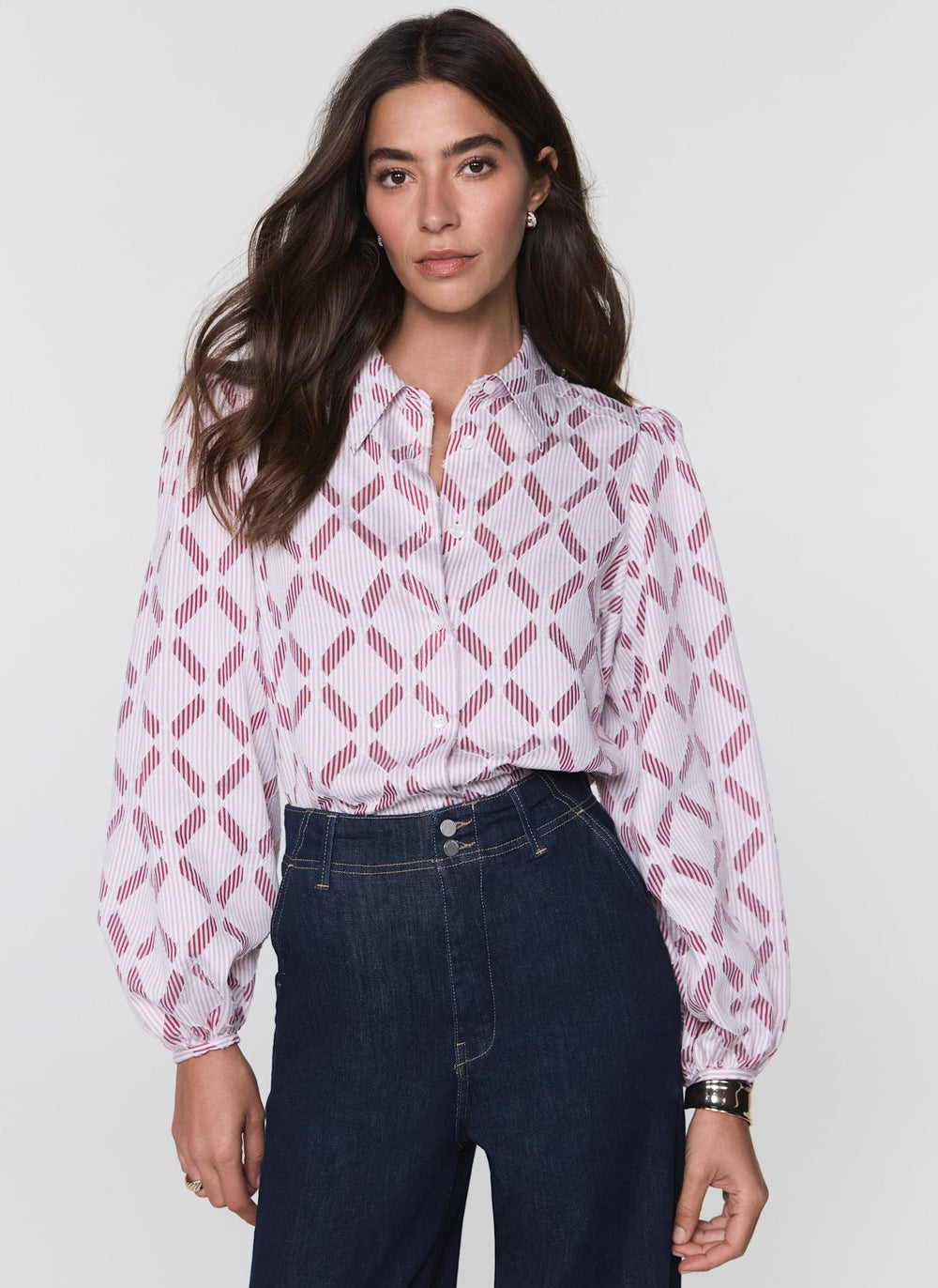 Red Diamond Striped Jacquard Shirt