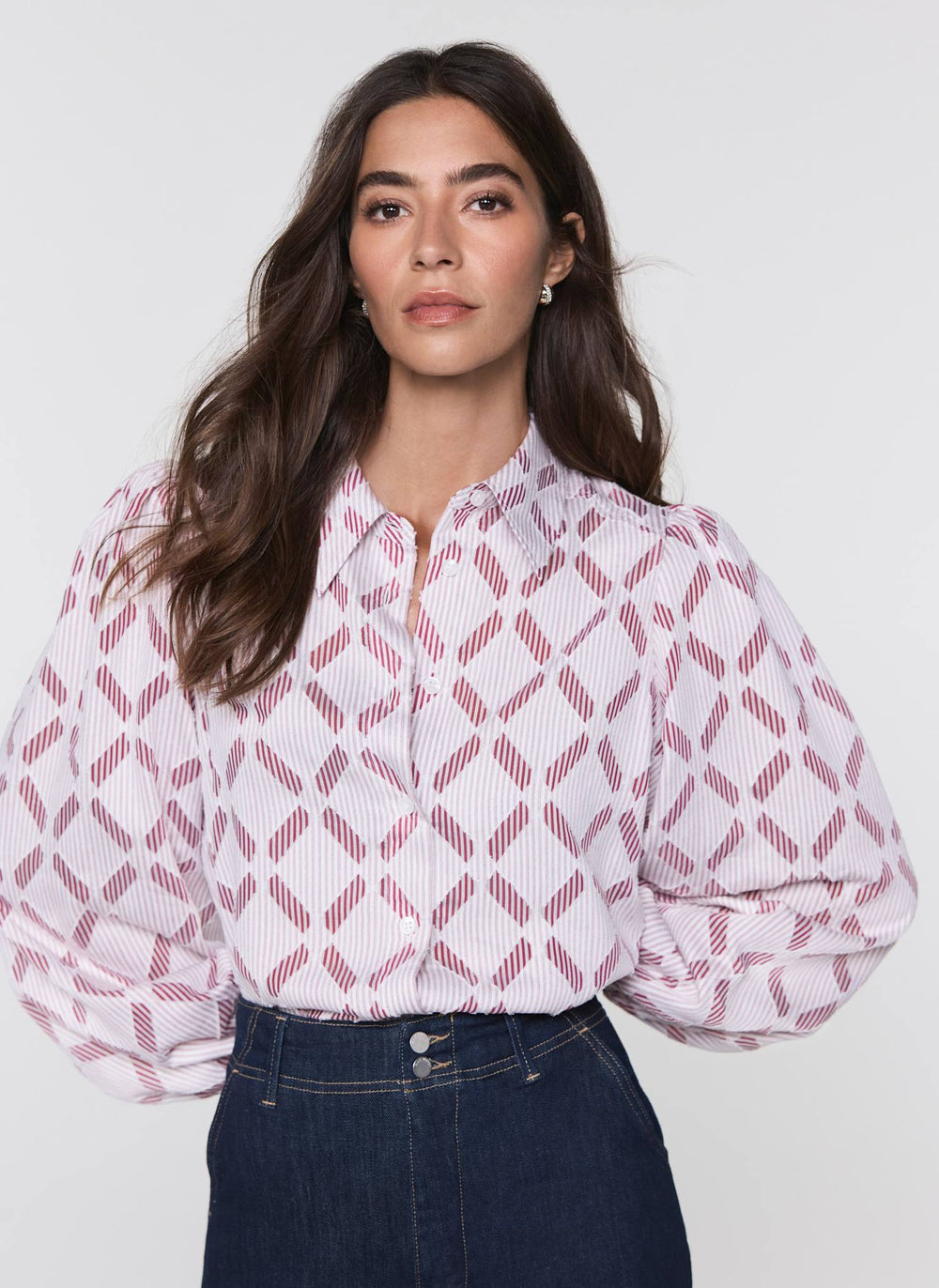 Red Diamond Striped Jacquard Shirt
