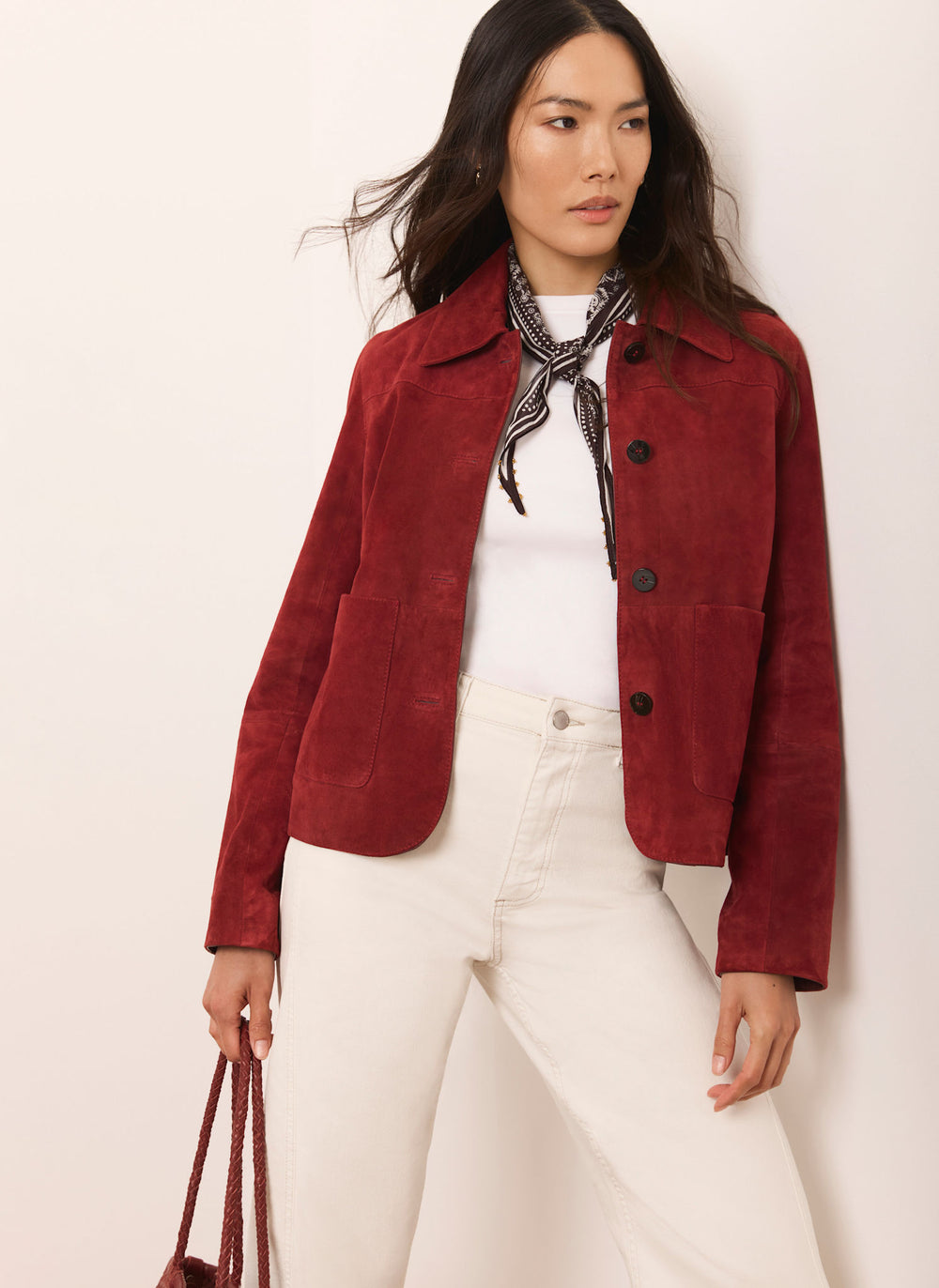 Red Suede Pocket Detail Jacket