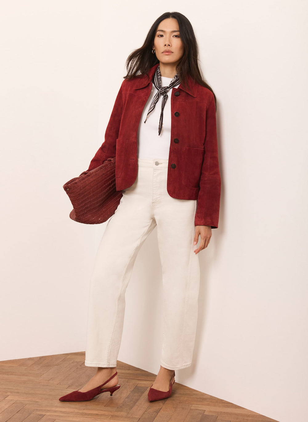 Red Suede Pocket Detail Jacket