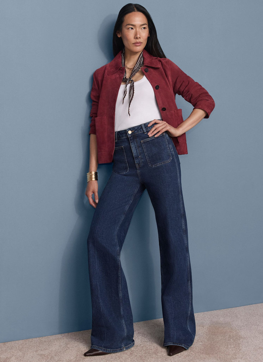 Red Suede Pocket Detail Jacket