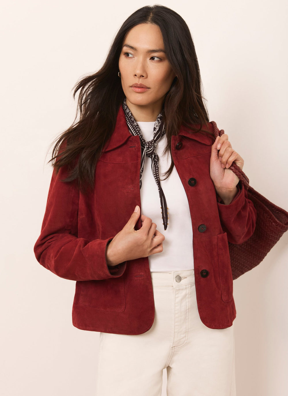 Red Suede Pocket Detail Jacket
