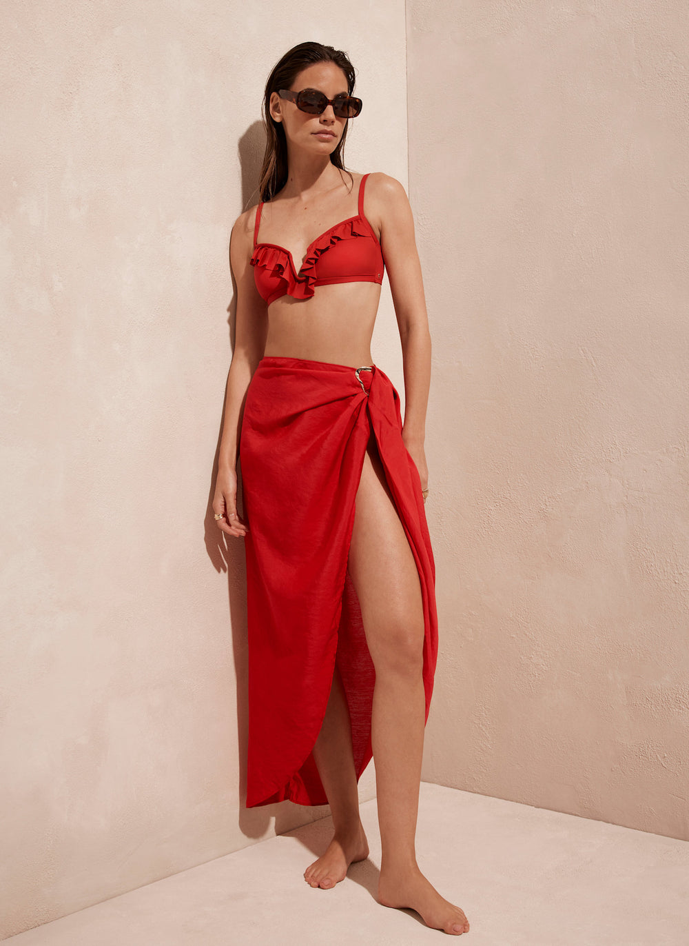 Red Gold Trim Sarong