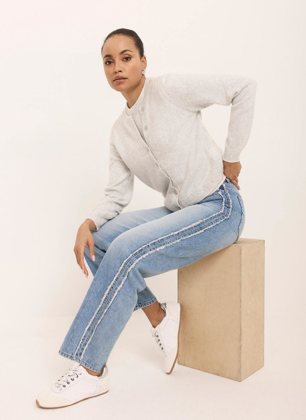 Light Indigo Wash Side Trim Boyfriend Jeans