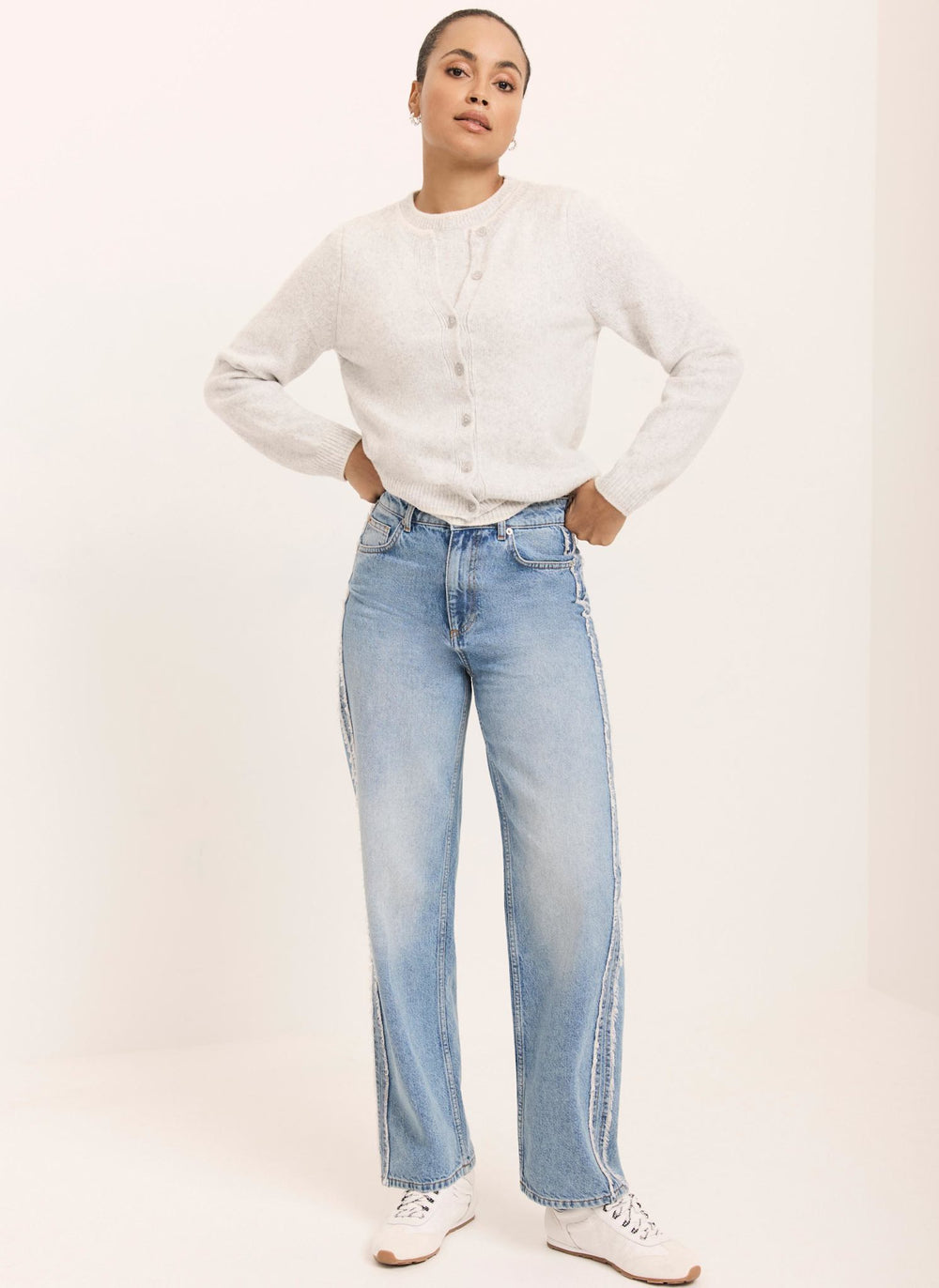 Light Indigo Wash Side Trim Boyfriend Jeans