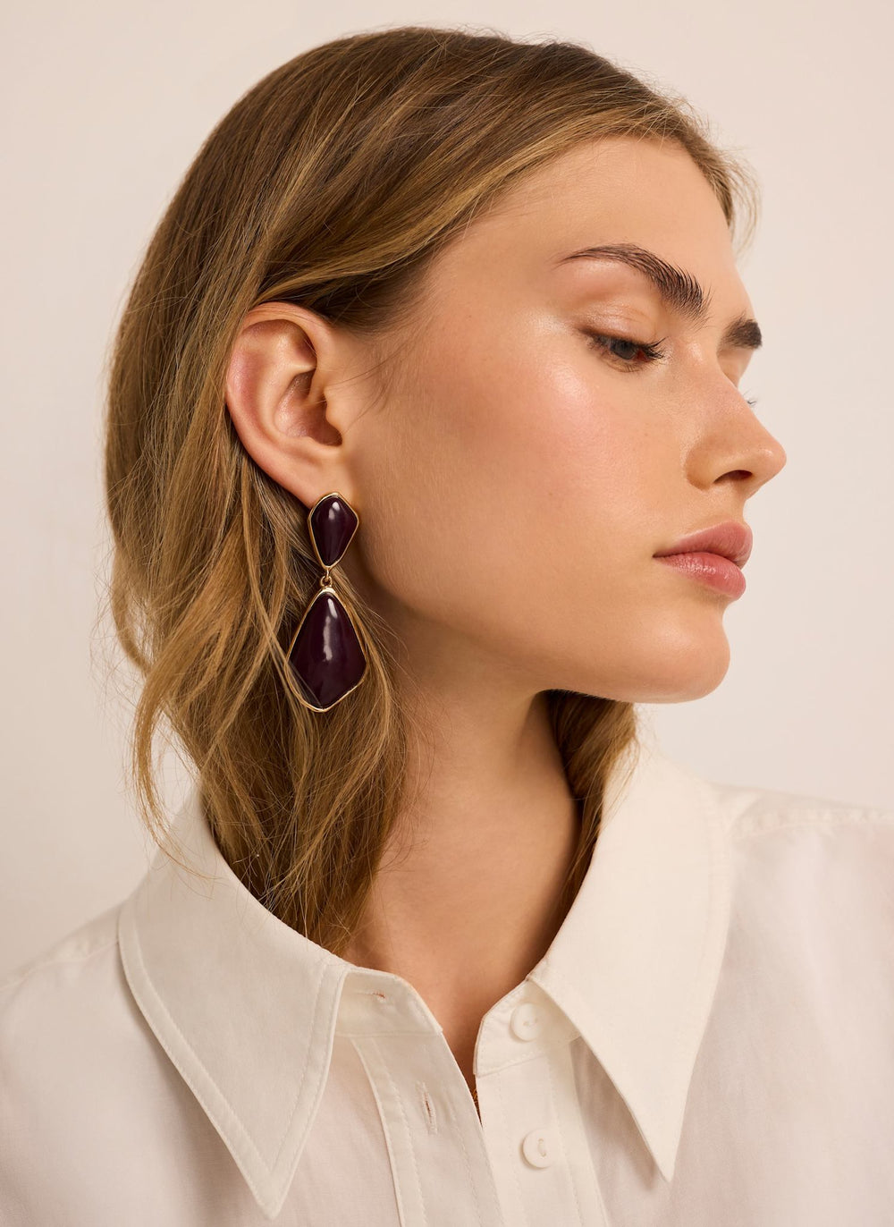 Gold Tone Resin Statement Earrings