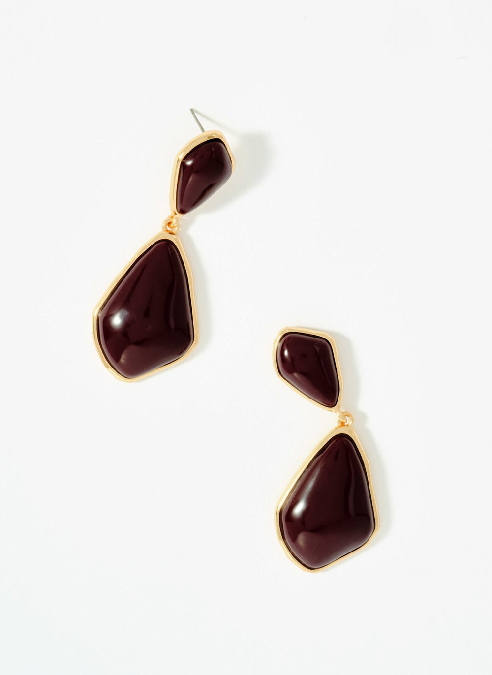 Gold Tone Resin Statement Earrings