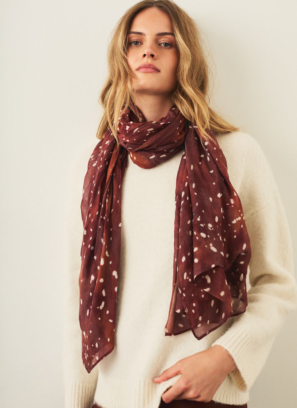 Brown Deer Print Lightweight Scarf
