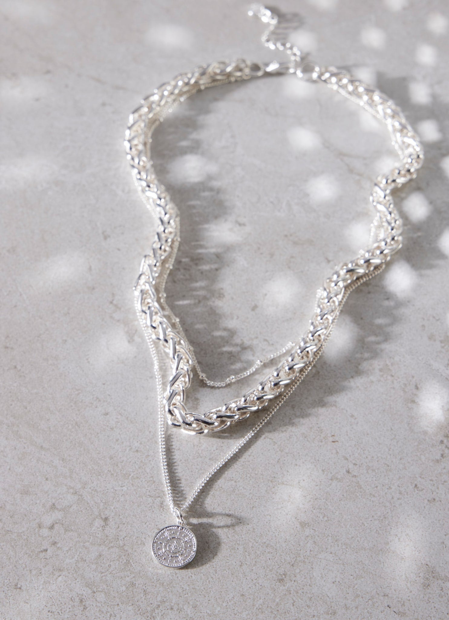 Silver chain store layered necklace