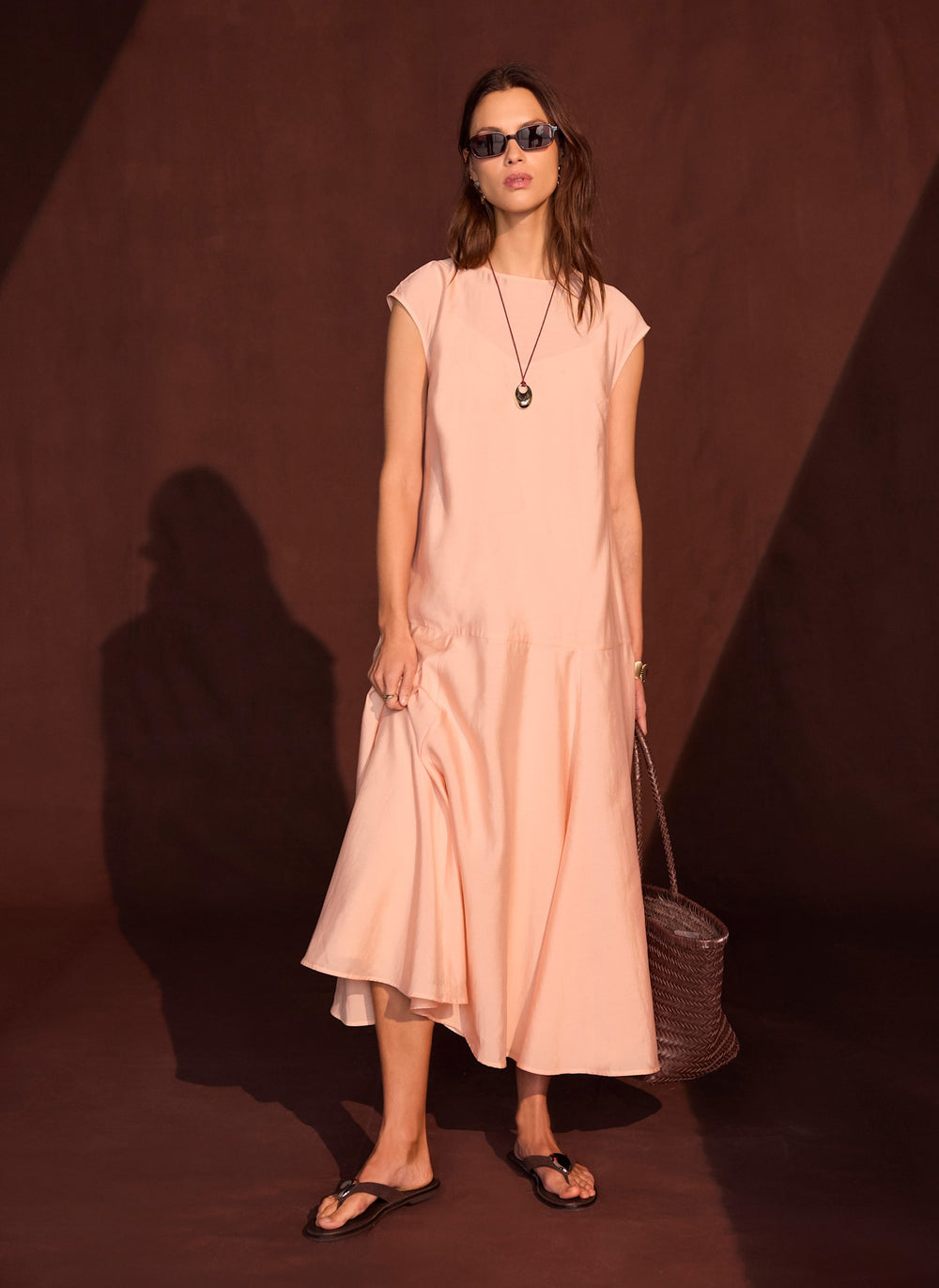 Pink Full Hem Midi Dress