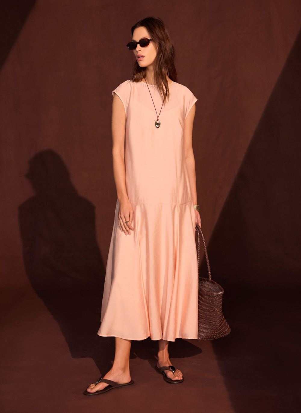 Pink Full Hem Midi Dress
