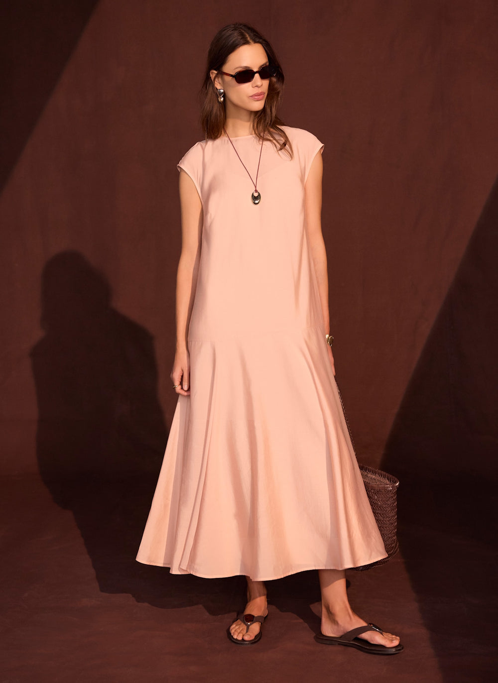Pink Full Hem Midi Dress
