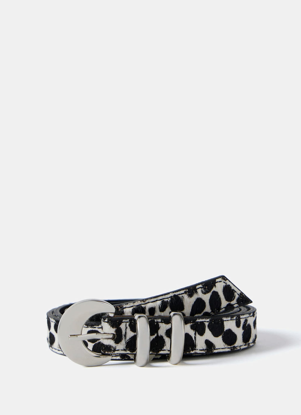 Animal Print Textured Leather Belt