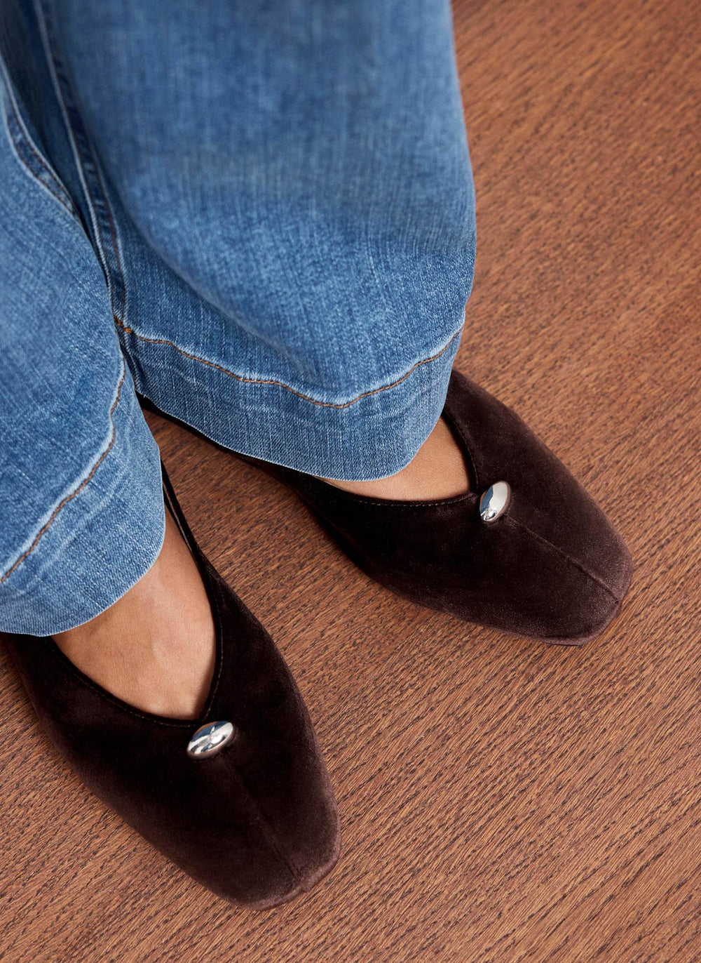 Ruby Brown Velvet Ballet Flats