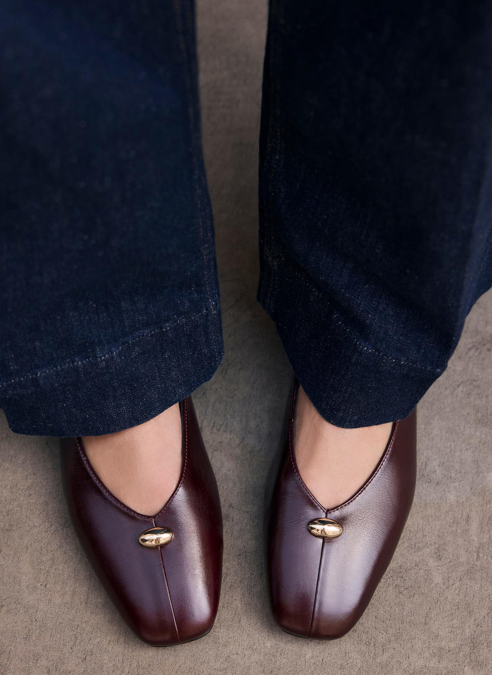 Ruby Burgundy Leather Ballet Flats