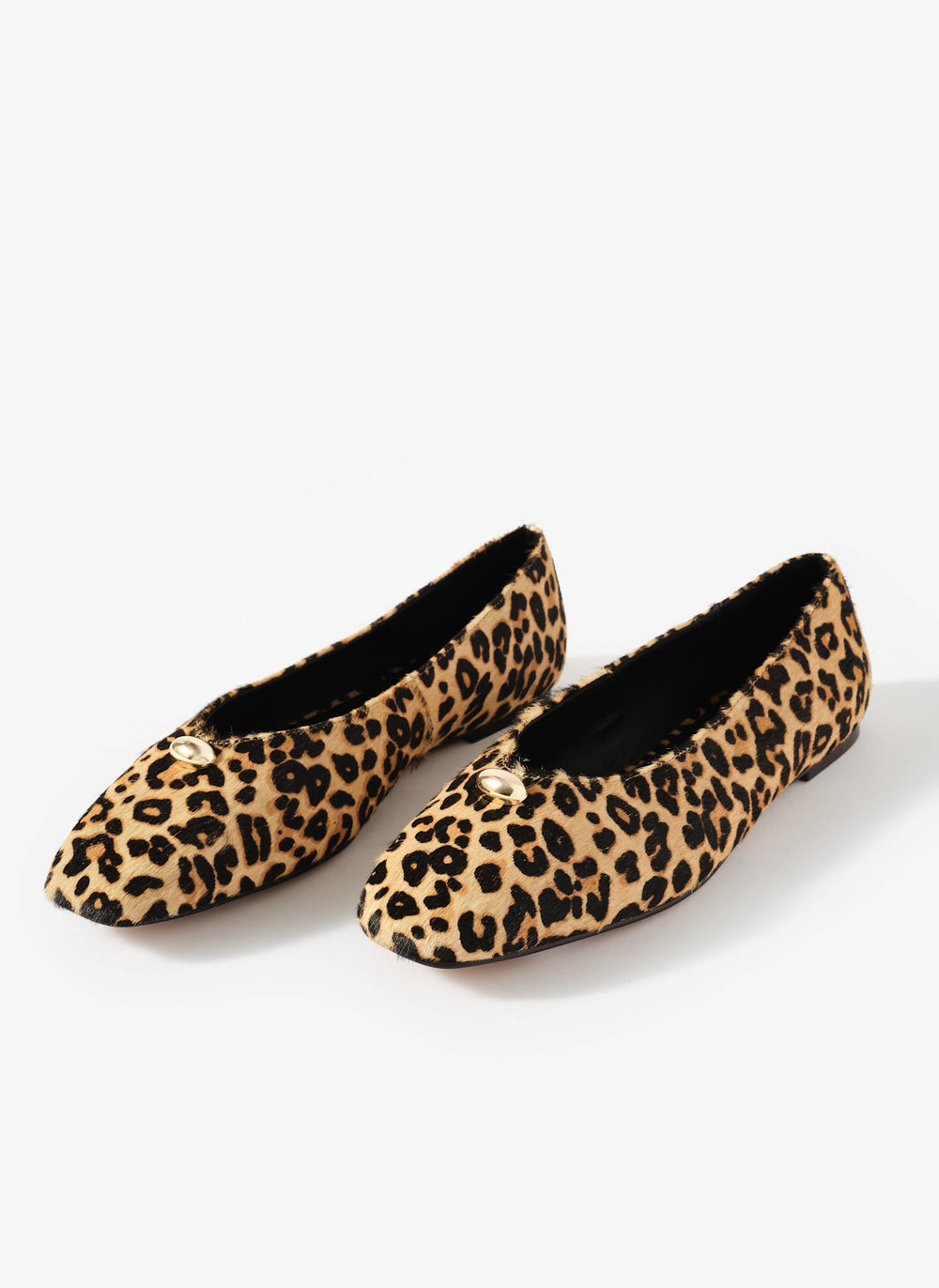 Ruby Leopard Print Textured Leather Ballet Flats