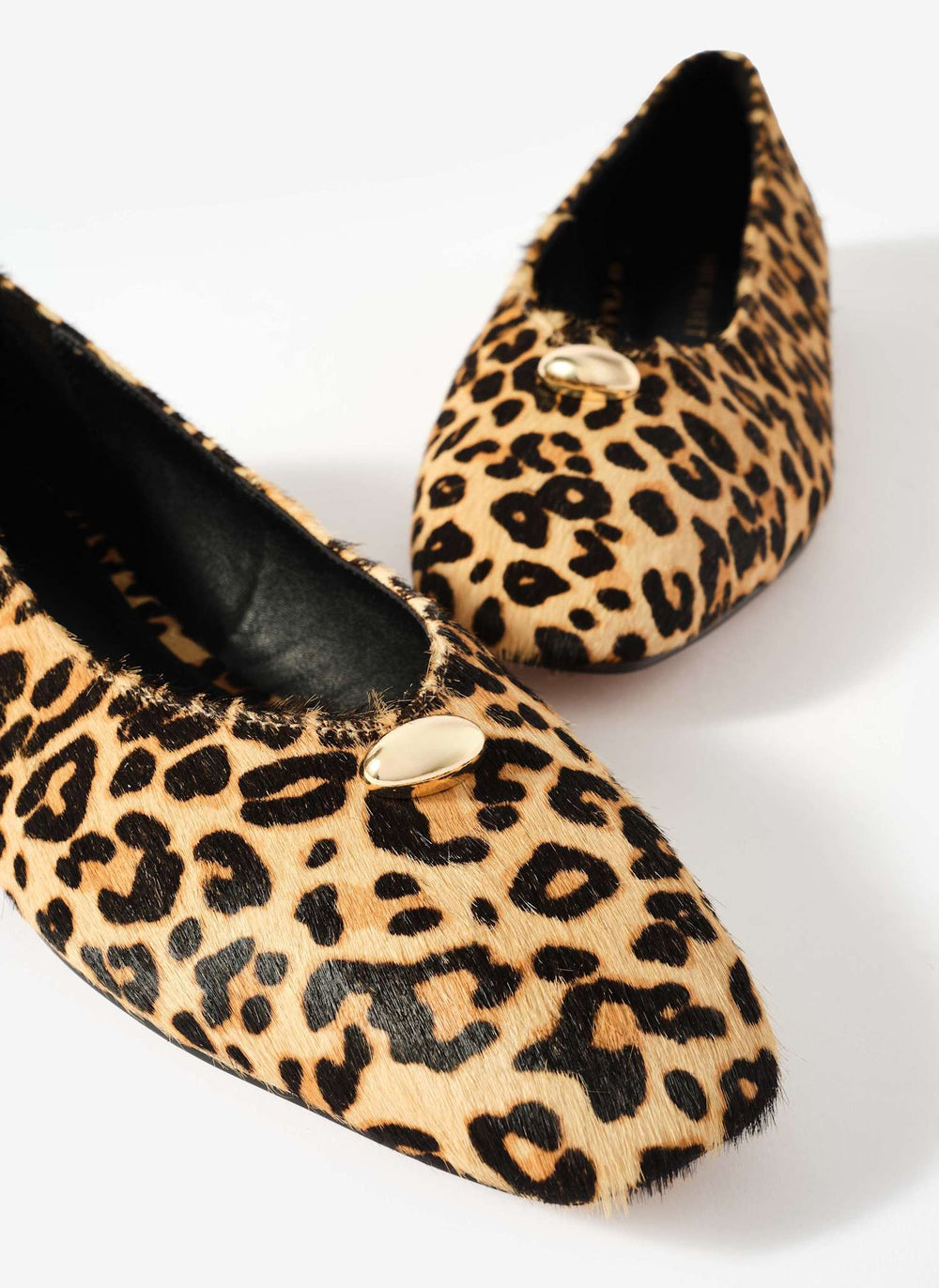 Ruby Leopard Print Textured Leather Ballet Flats