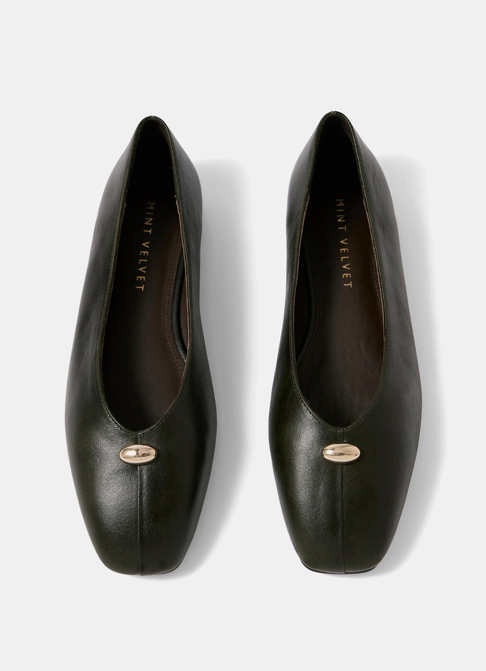 Ruby Olive Green Leather Ballet Flats