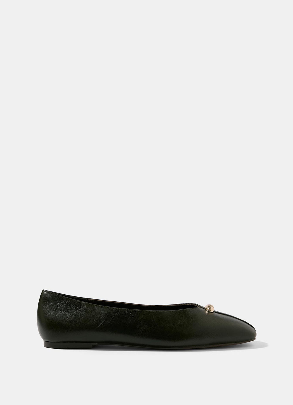 Ruby Olive Green Leather Ballet Flats
