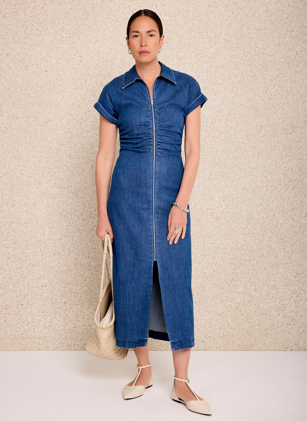 Indigo Denim Midi Dress