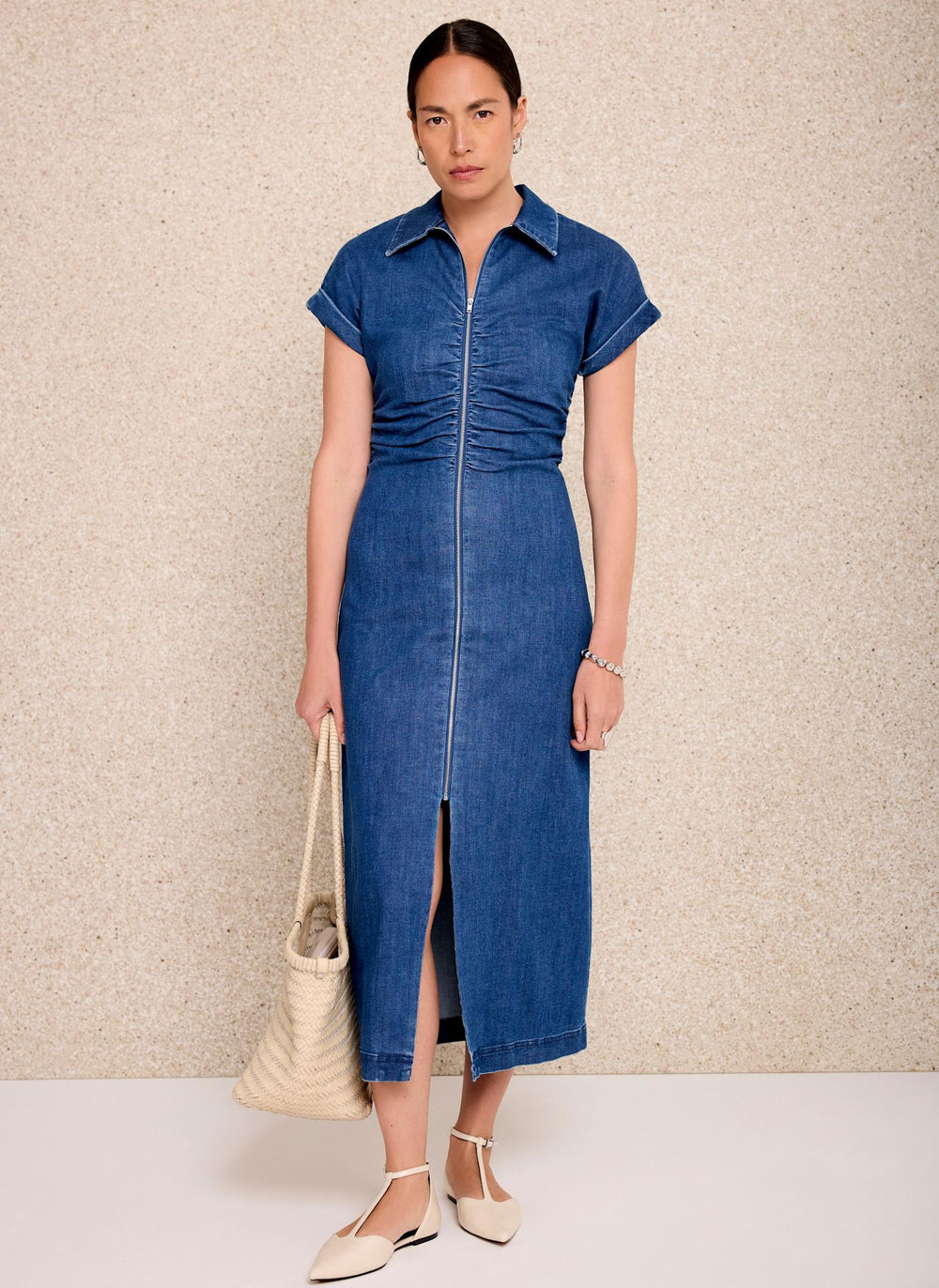 Indigo Denim Midi Dress