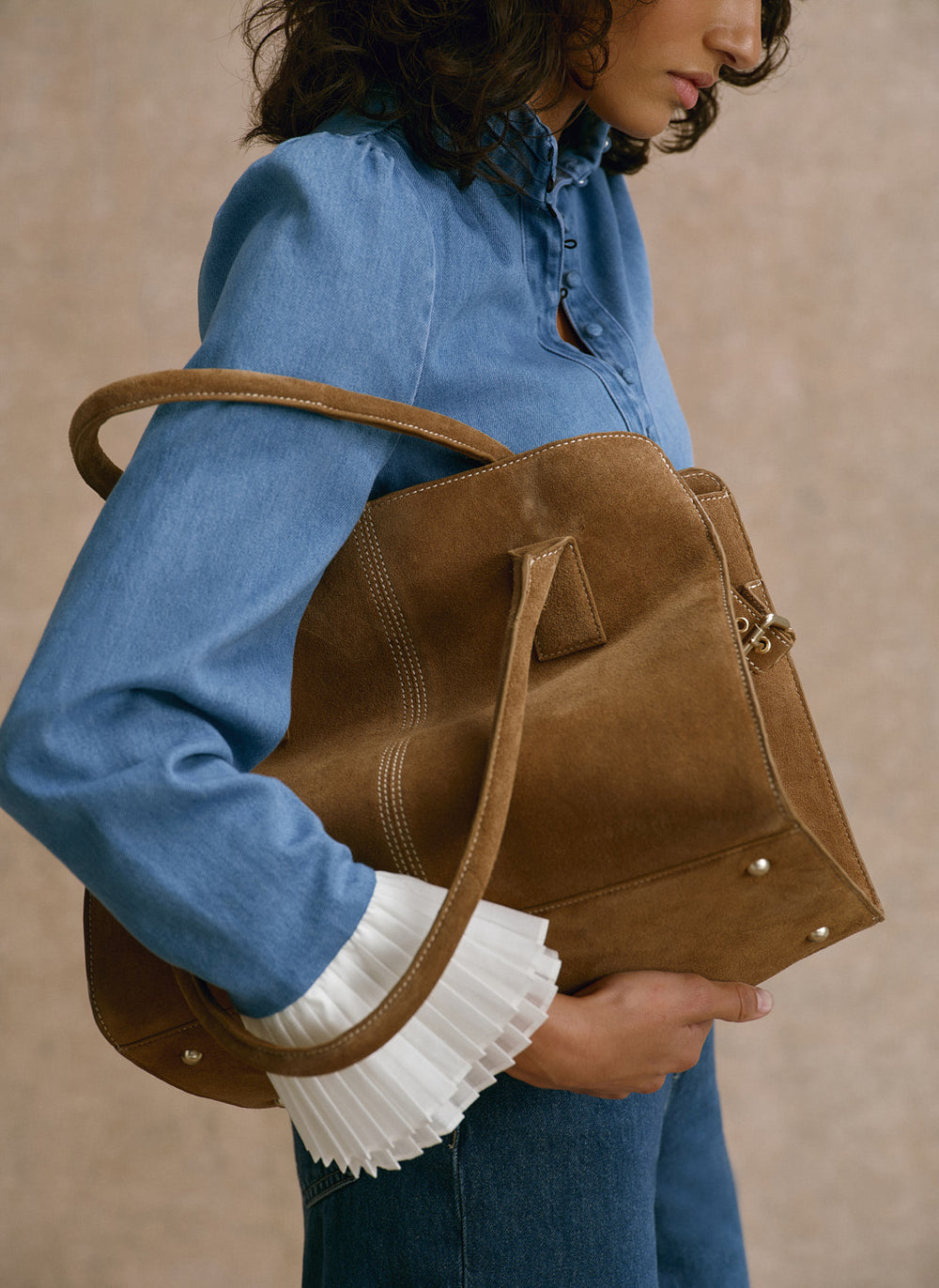 Rue Tan Suede Tote Bag