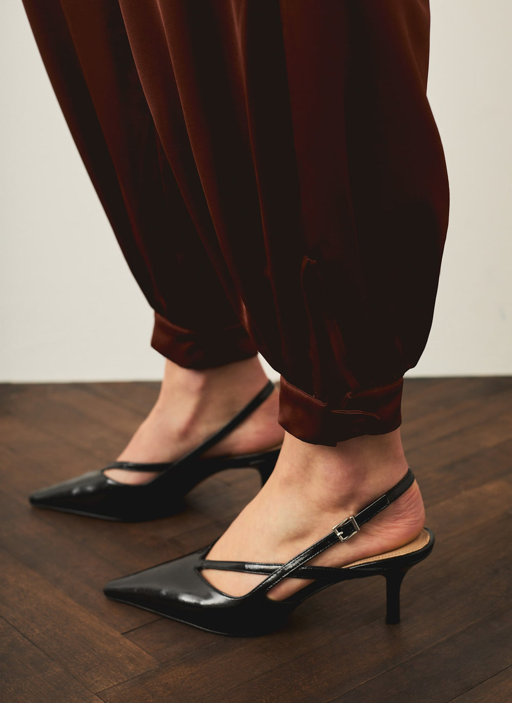 Brown Satin Balloon Trousers