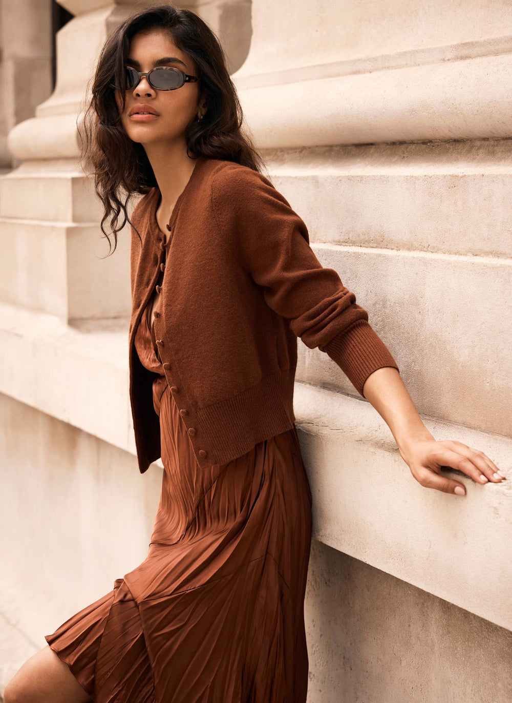 Brown 2-in-1 Midi Dress