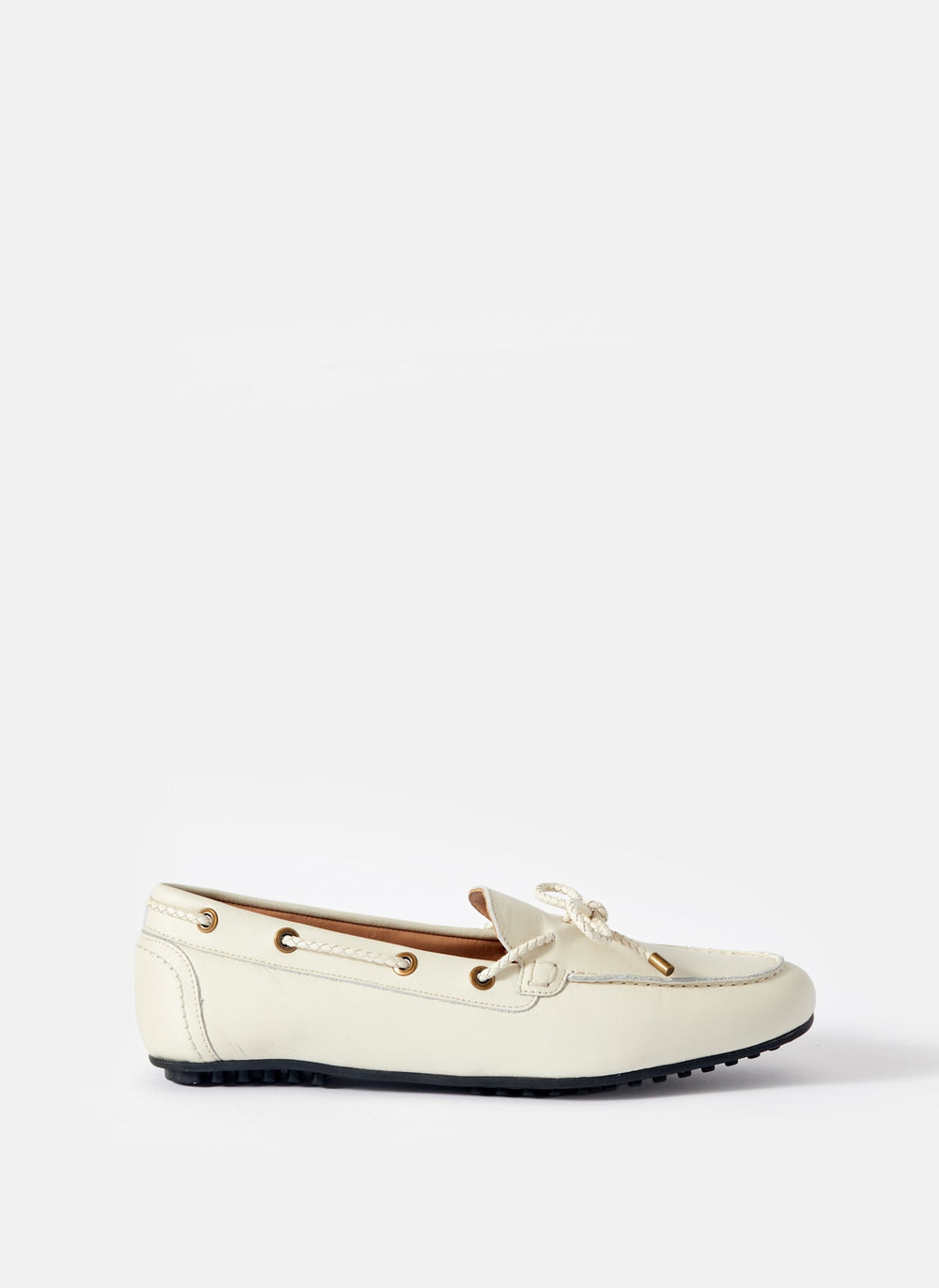 Sally Cream Leather Deck Shoes