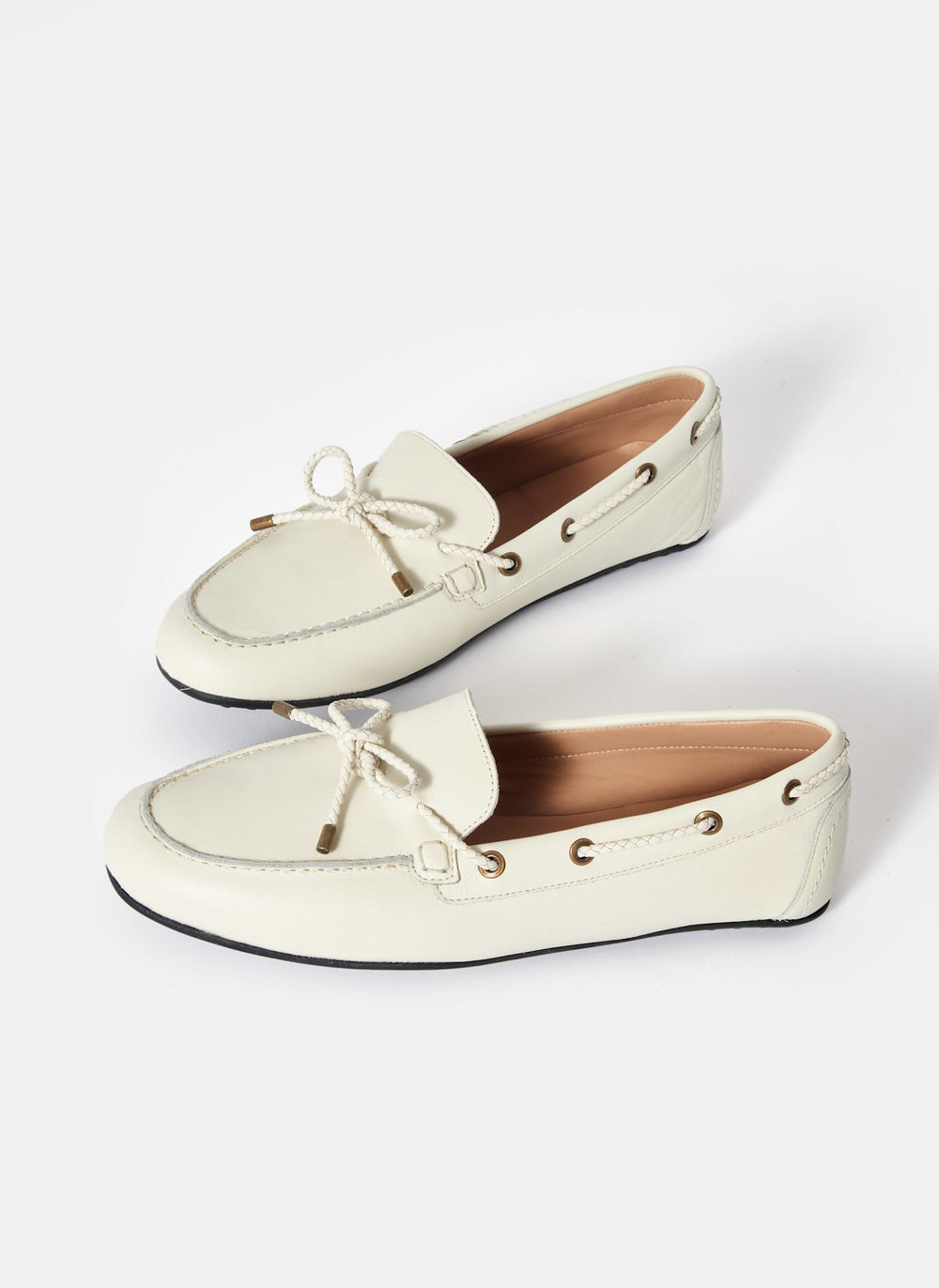 Sally Cream Leather Deck Shoes