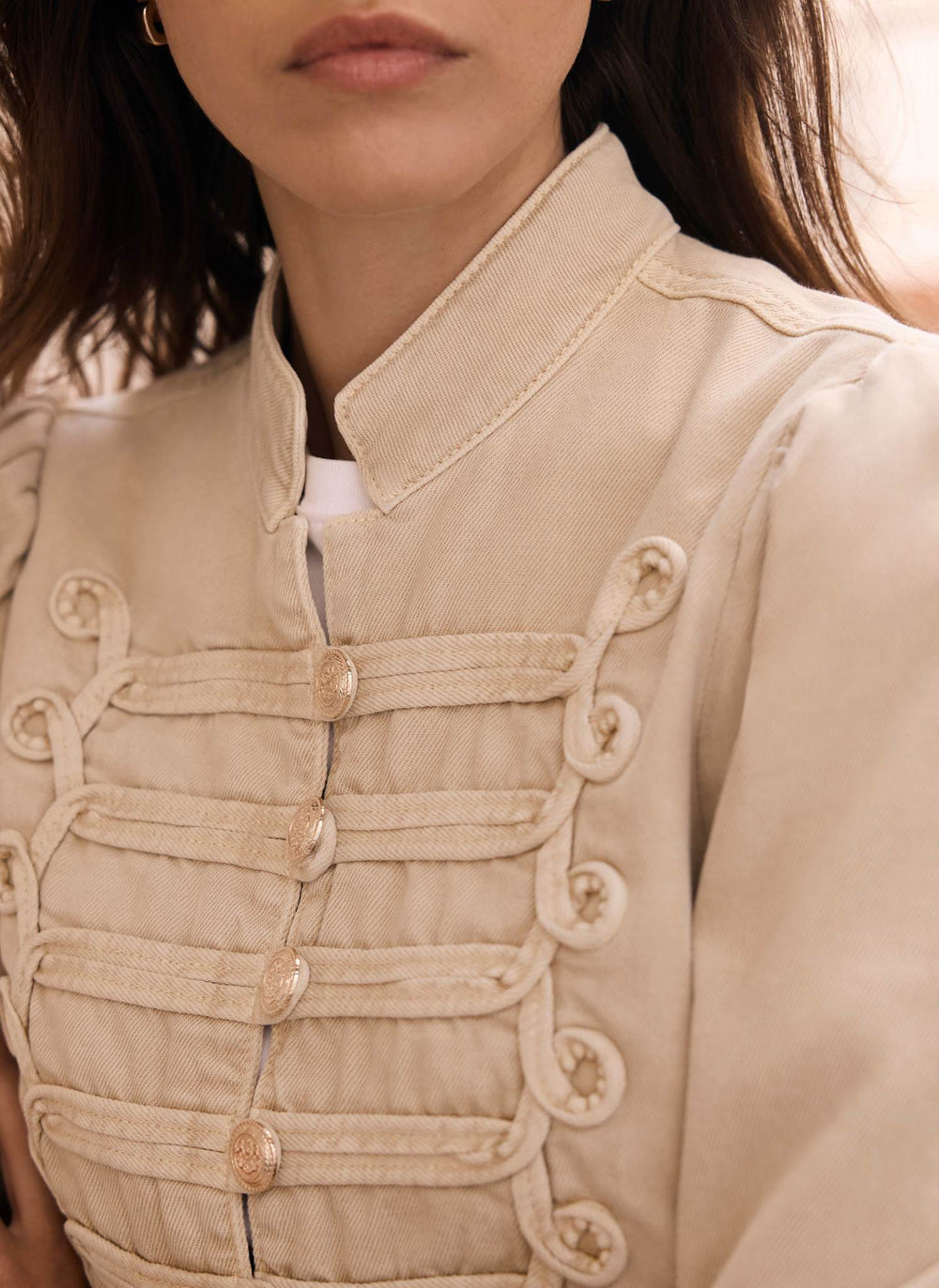 Neutral Denim Military Jacket