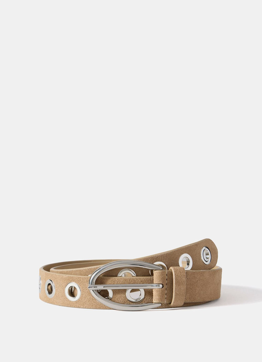 Neutral Suede Eyelet Belt