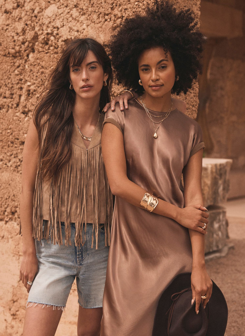 Neutral Suede Fringed Waistcoat