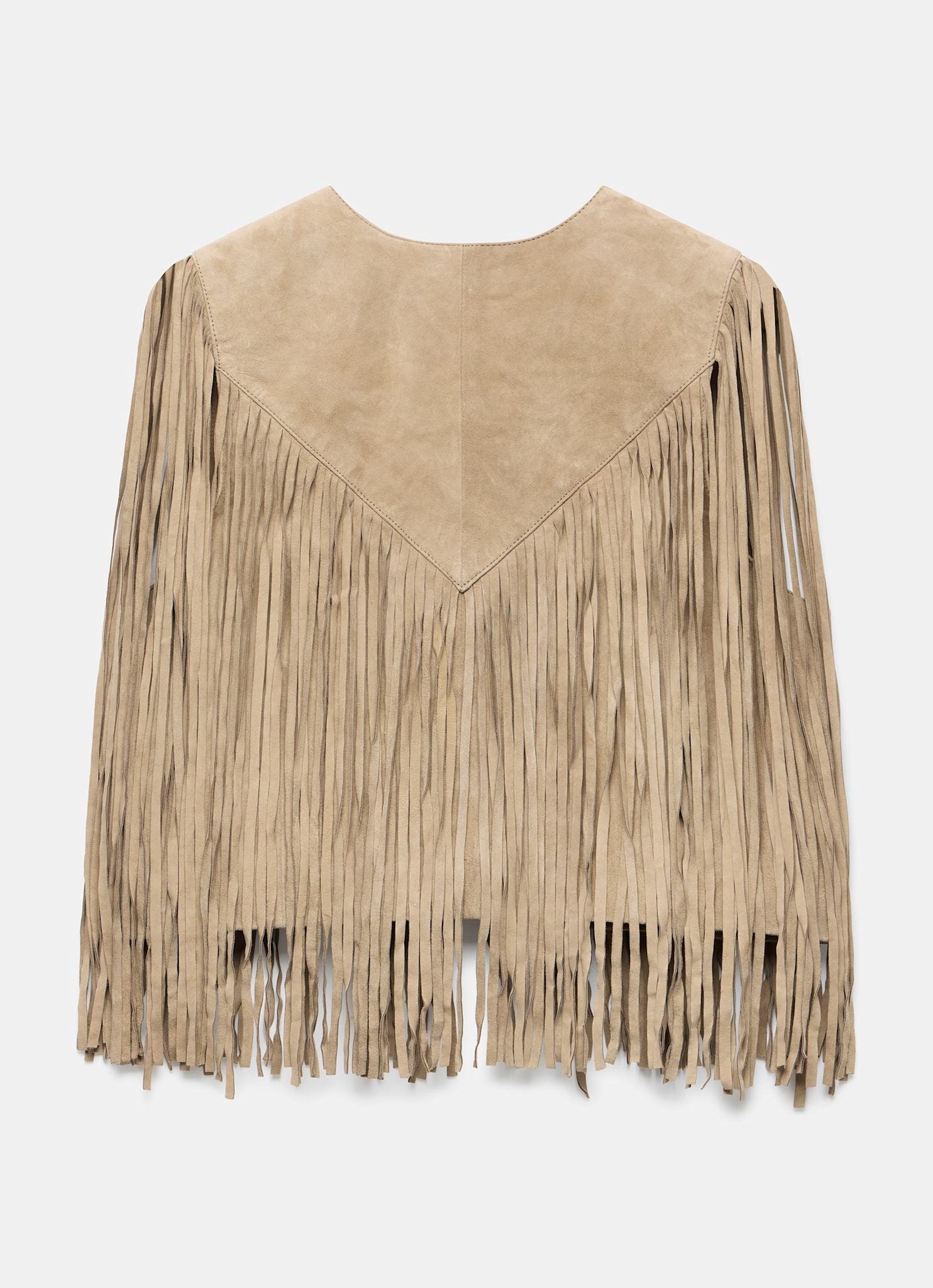 Neutral Suede Fringed Waistcoat – Mint Velvet