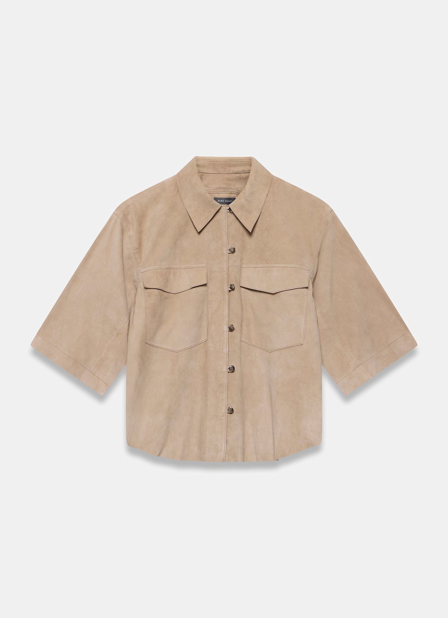 Neutral Suede Oversized Shirt – Mint Velvet
