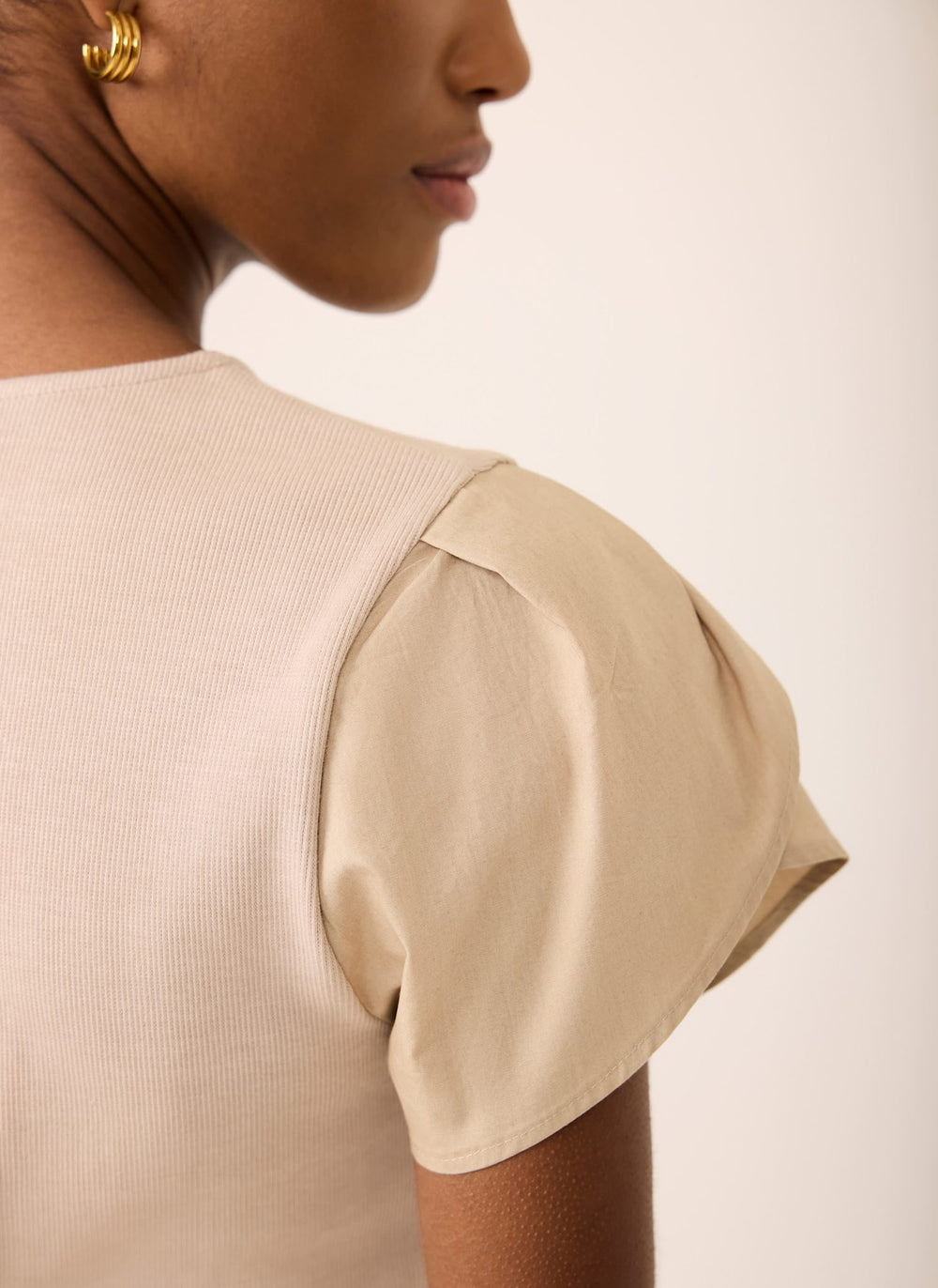 tulip hem midi dress Neutral Cotton Blend Tulip Hem Midi Dress