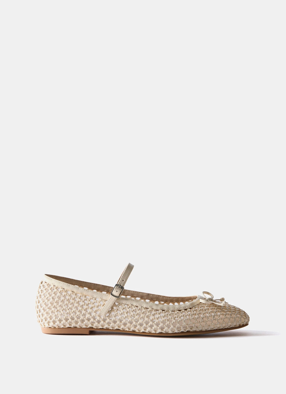 Sara White Mesh Ballet Flat Shoes