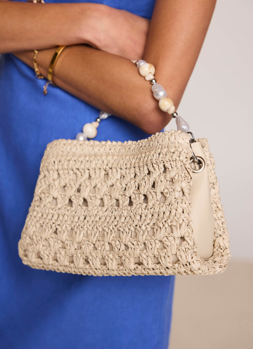 Sara Cream Woven Crossbody Bag