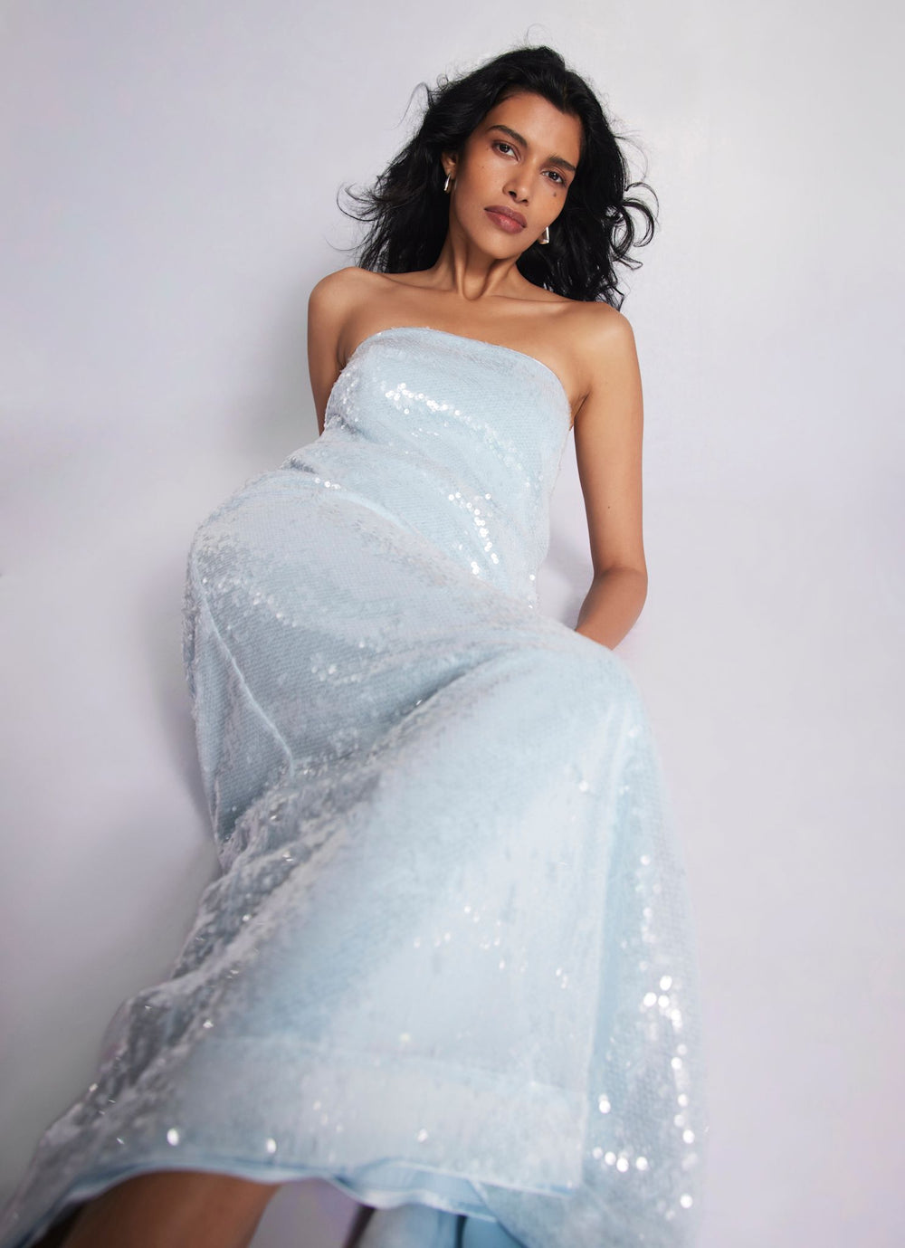 Blue Sequin Maxi Dress