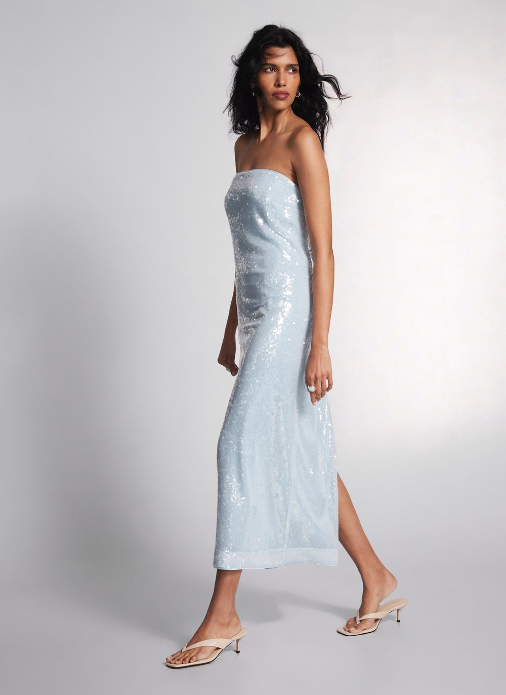 Blue Sequin Maxi Dress