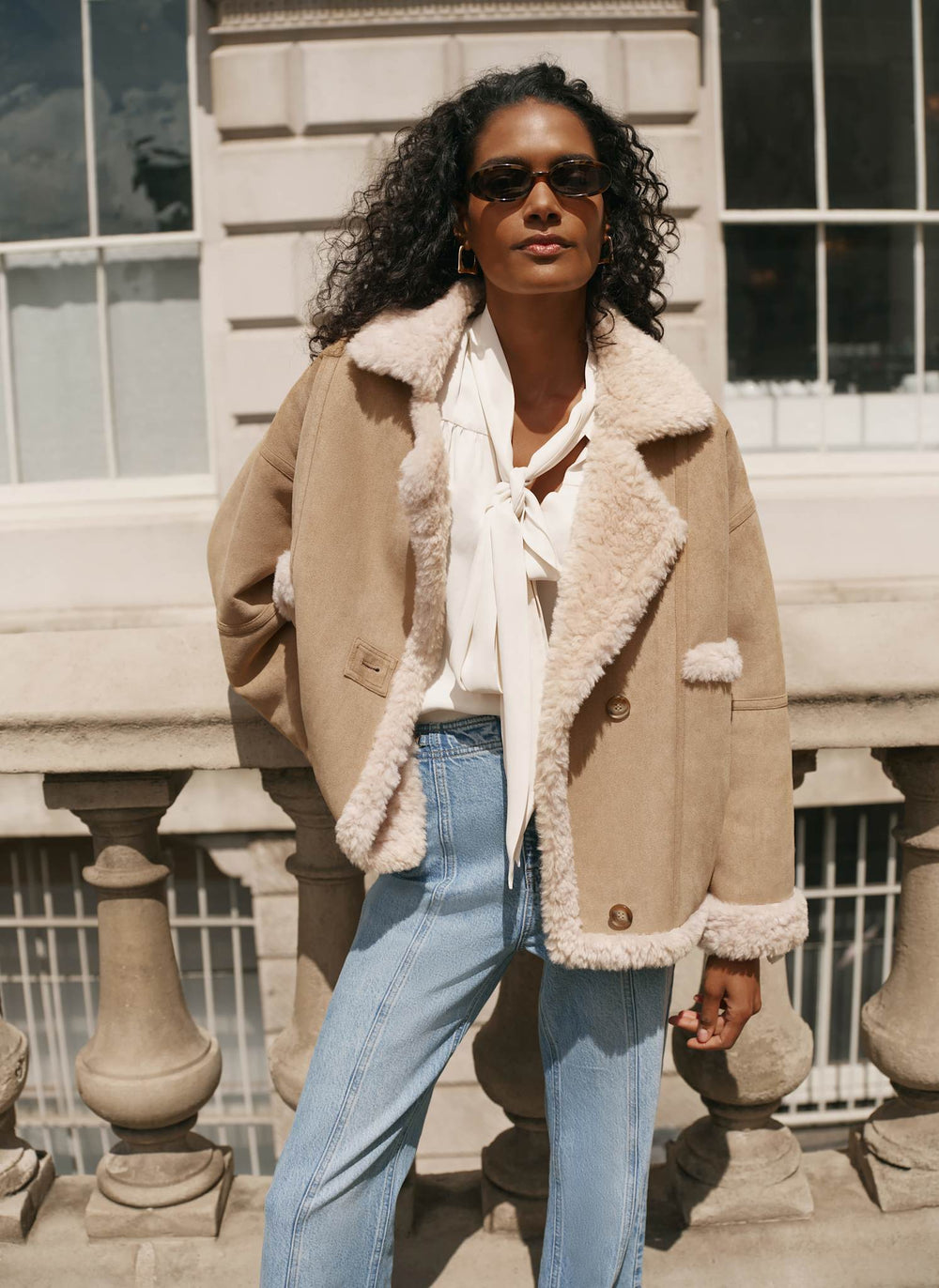 Neutral Faux Fur Reversible Jacket