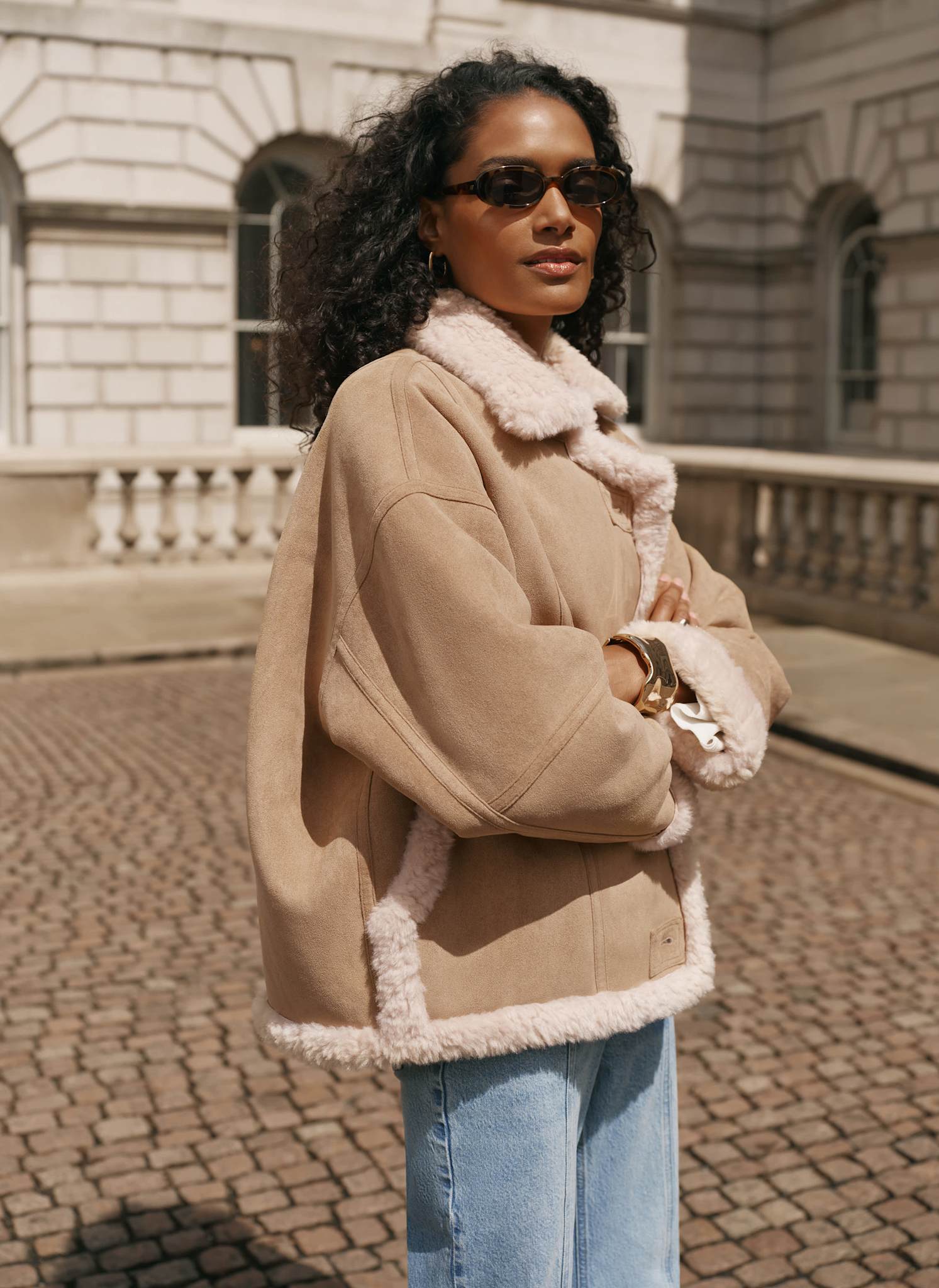 Neutral Faux Fur Reversible Jacket – Mint Velvet