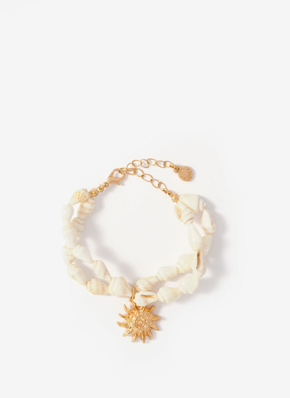 Gold Tone Shell Double Layered Charm Bracelet