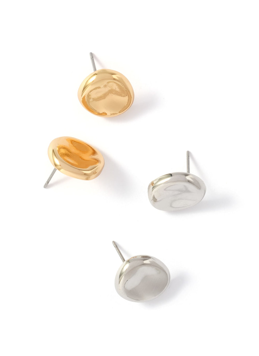 Silver Tone Shiny Stud Earrings