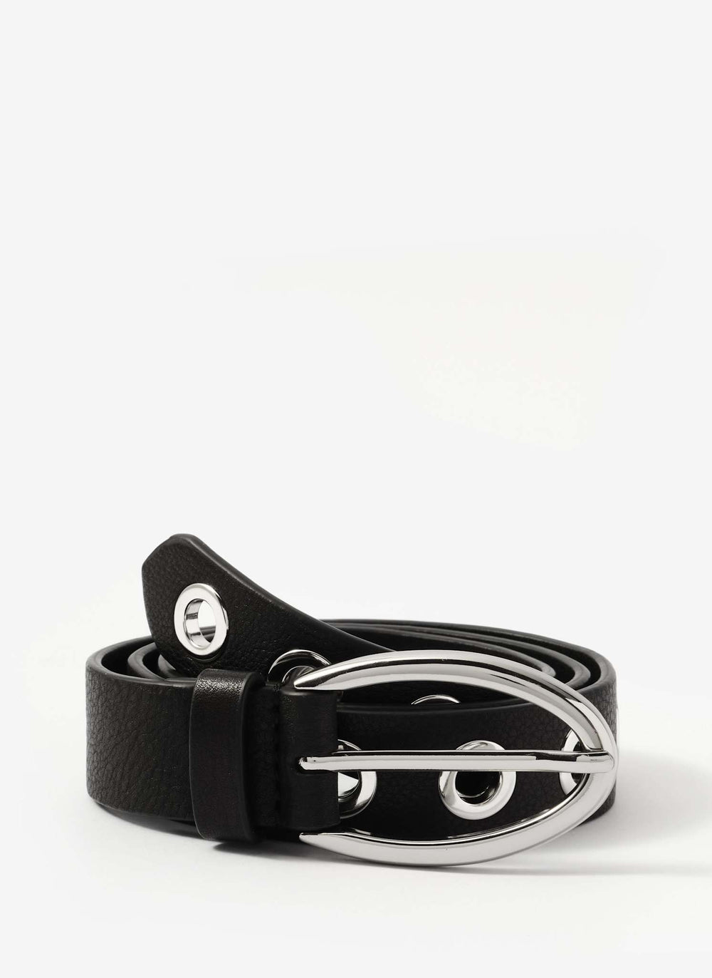Black Leather Eyelet Belt
