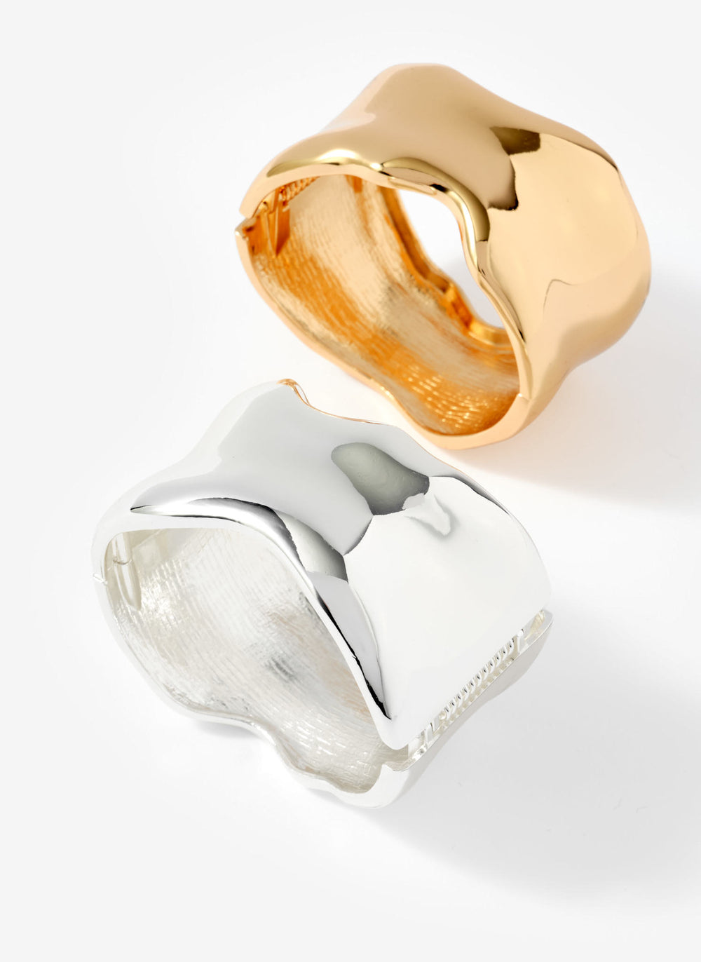 Silver Tone Clean Wave Bangle