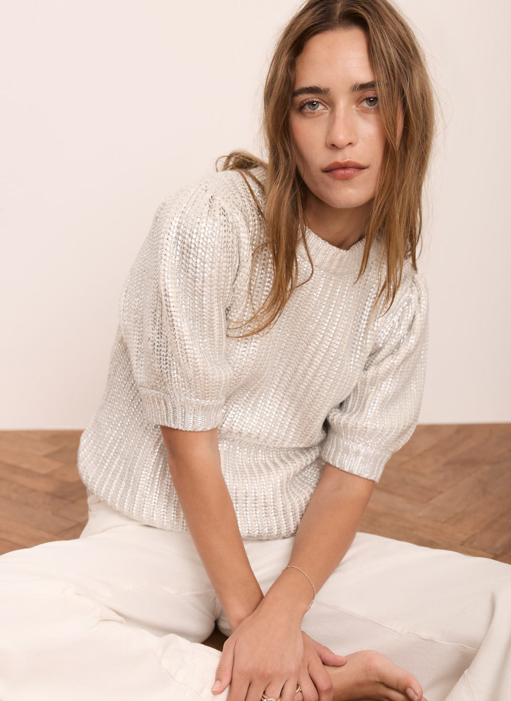 Silver Metallic Cotton Top